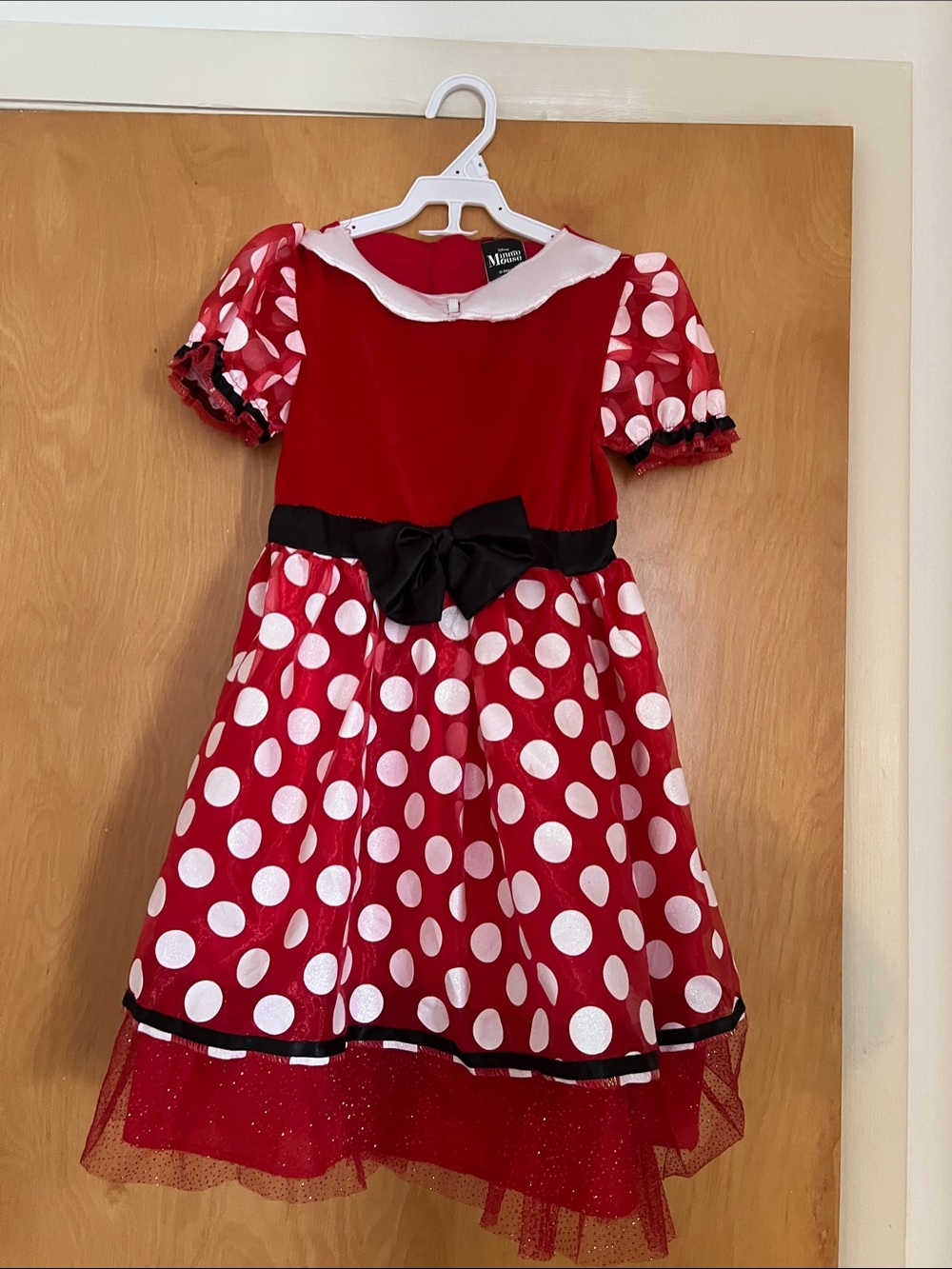 Kids Red Polka Dot Minnie-Inspired Costume Dress with Black Bow